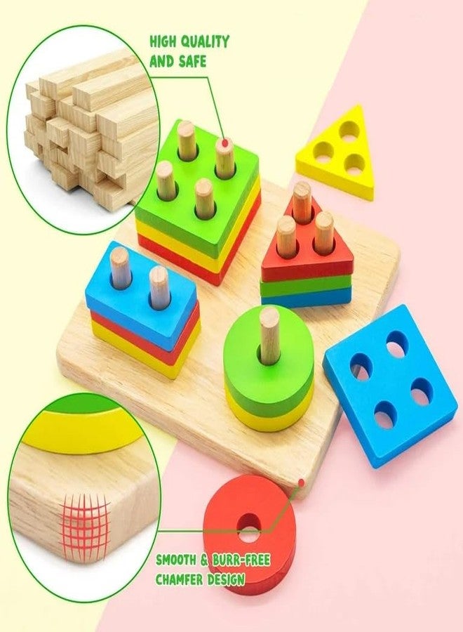 JBM ENTERPRISE Educational Shape Sorting Puzzle Toy with Colorful Wooden Blocks for Kids, Toddlers and Preschoolers | Learning Shapes | Counting Colours - Image 2